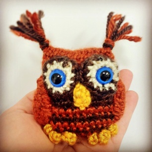 Owl Mini-Buddy "Ollie" all ready for his new home.